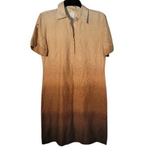 Jones New York Collared Four-Button Short Sleeve Shirt Dress 100% Linen Size XS